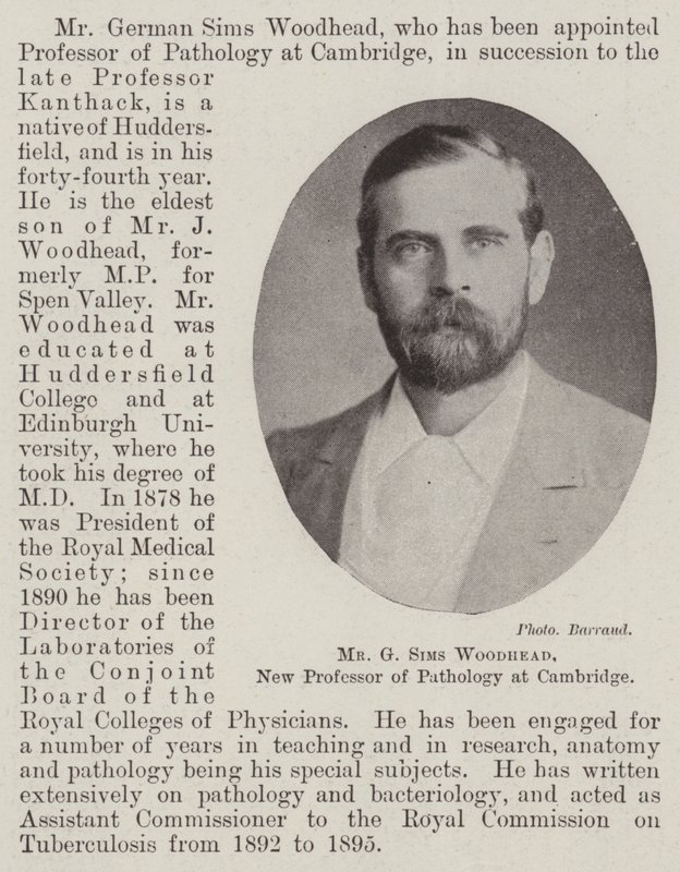 Mr G Sims Woodhead, nieuwe professor in de pathologie aan Cambridge door English Photographer