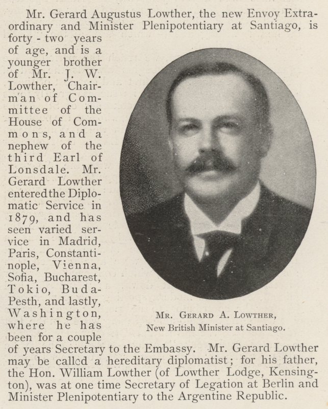 Mr Gerard A Lowther, Nieuwe Britse Minister in Santiago door English Photographer
