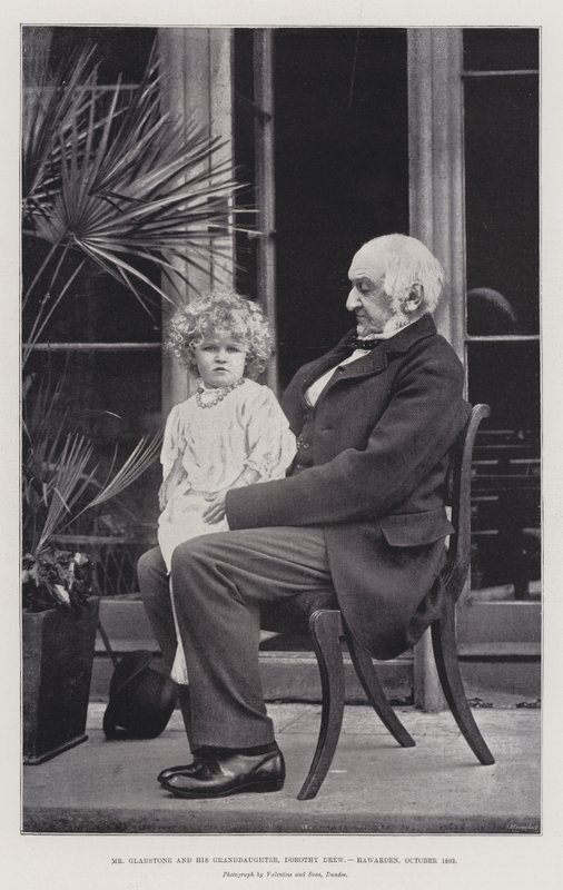 Meneer Gladstone en zijn kleindochter, Dorothy Drew, Hawarden, oktober 1893 door English Photographer