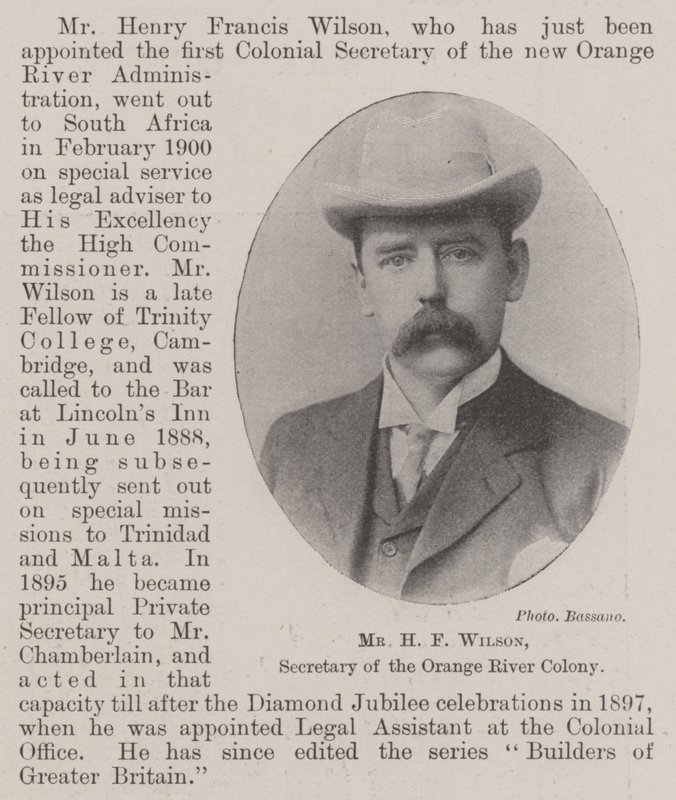Mr H F Wilson, secretaris van de Oranje Rivier Kolonie door English Photographer