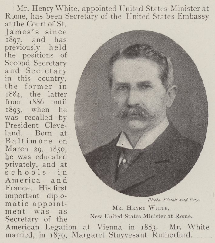 Mr Henry White, nieuwe minister van de Verenigde Staten in Rome door English Photographer