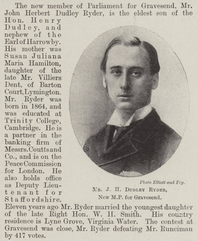 Mr J H Dudley Ryder, Nieuwe MP voor Gravesend door English Photographer