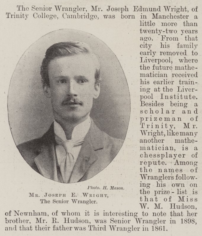 De heer Joseph E Wright, de Senior Wrangler door English Photographer