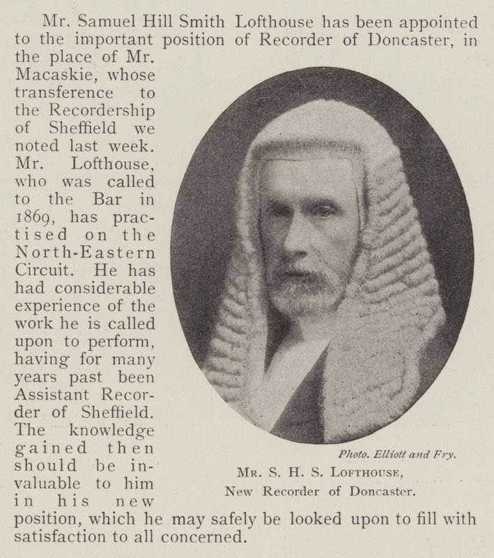 Mr S H S Lofthouse, nieuwe recorder van Doncaster door English Photographer