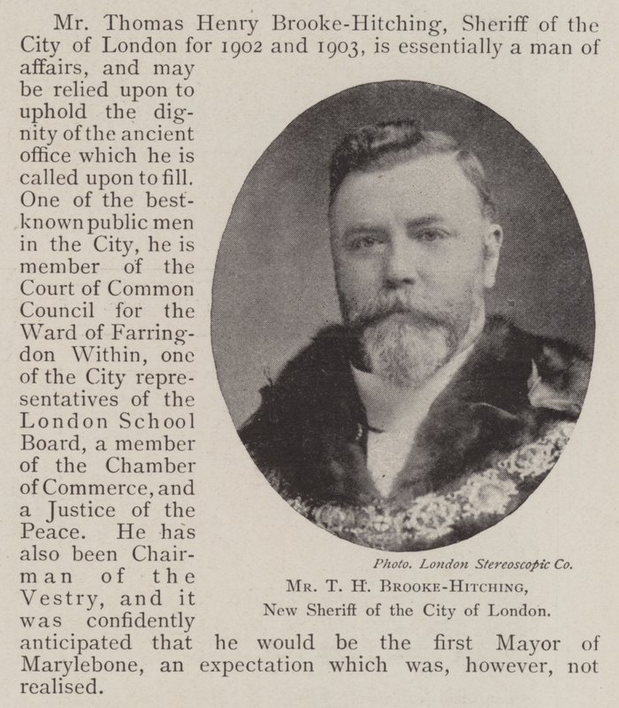 Mr T H Brooke-Hitching, nieuwe sheriff van de City of London door English Photographer