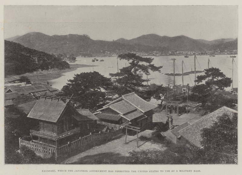 Nagasaki, dat de Japanse regering de Verenigde Staten heeft toegestaan te gebruiken als militaire basis door English Photographer