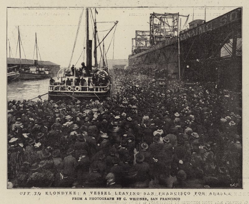 Op weg naar Klondyke, een schip vertrekt vanuit San Francisco naar Alaska door English Photographer