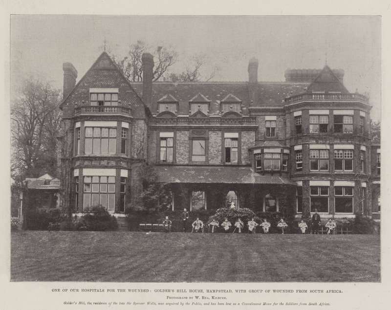 Een van onze ziekenhuizen voor de gewonden, Golders Hill House, Hampstead, met een groep gewonden uit Zuid-Afrika door English Photographer
