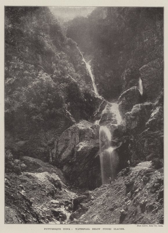 Pittoresk India, waterval onder de Pindri-gletsjer door English Photographer