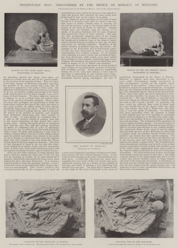 Prehistorische mens, ontdekkingen door de Prins van Monaco in Menton door English Photographer