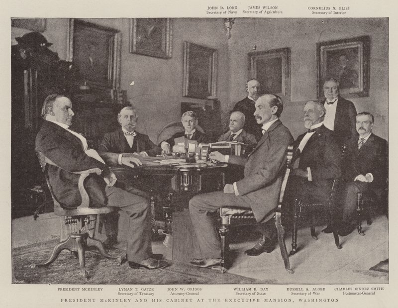 President McKinley en zijn kabinet in het Executive Mansion, Washington door English Photographer