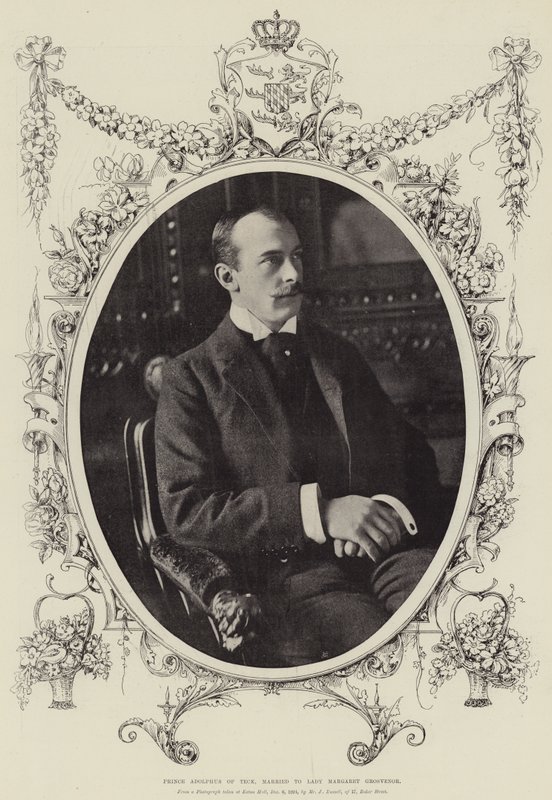 Prins Adolphus van Teck, getrouwd met Lady Margaret Grosvenor door English Photographer