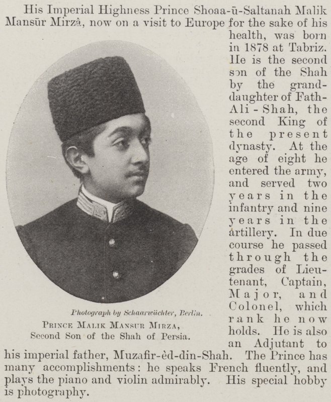 Prins Malik Mansur Mirza, Tweede Zoon van de Sjah van Perzië door English Photographer