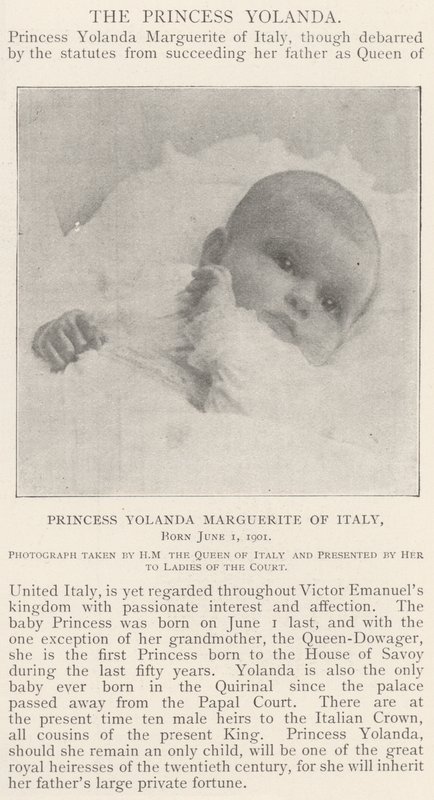 Prinses Yolanda Marguerite van Italië, geboren op 1 juni 1901 door English Photographer