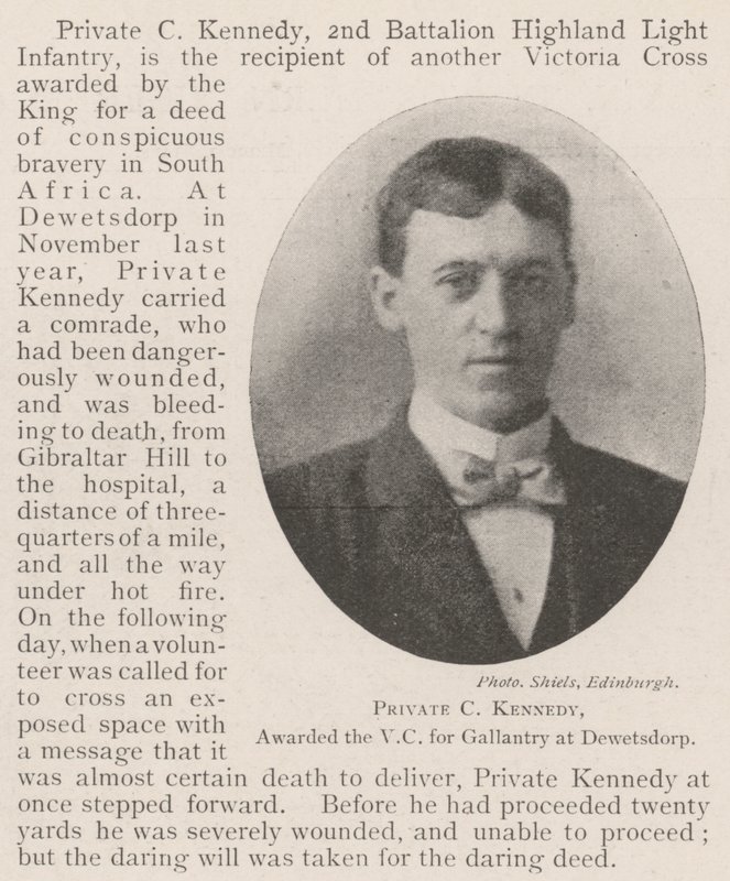 Soldaat C Kennedy, bekroond met het VC voor dapperheid in Dewetsdorp door English Photographer