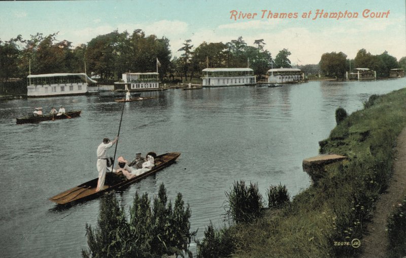 Punteren op de rivier de Theems en Hampton Court door English Photographer