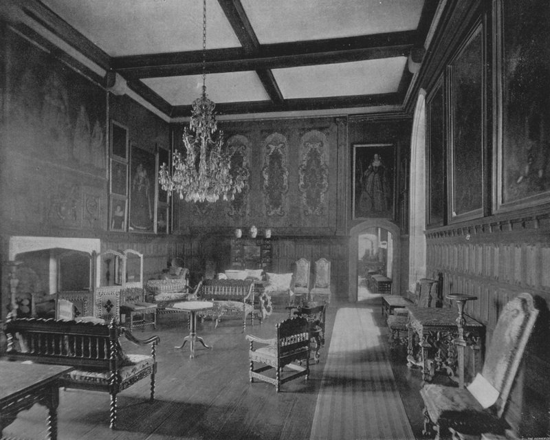 Kamer van koningin Elizabeth in Penshurst Place (zw/w foto) door English Photographer