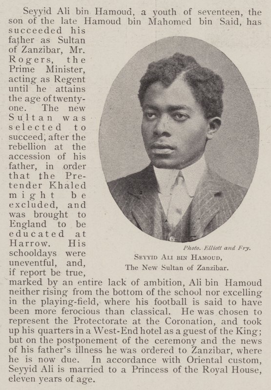 Seyyid Ali bin Hamoud, de nieuwe sultan van Zanzibar door English Photographer