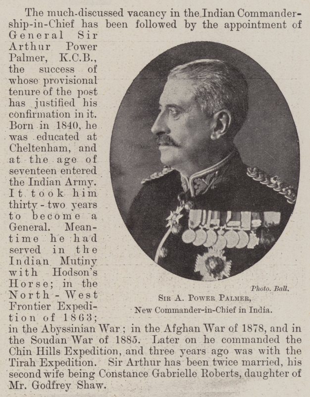 Sir A Power Palmer, Nieuwe Opperbevelhebber in India door English Photographer
