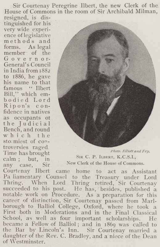 Sir C P Ilbert, KCSI, nieuwe griffier van het Lagerhuis door English Photographer
