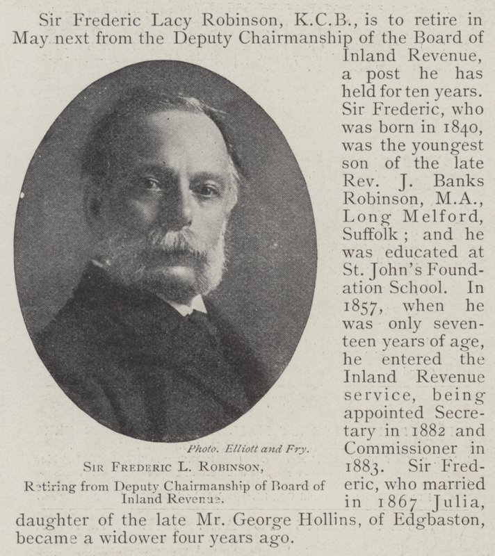 Sir Frederic L Robinson, aftredend als vicevoorzitter van de Raad van Binnenlandse Belastingen door English Photographer