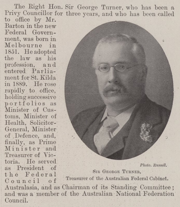 Sir George Turner, penningmeester van het Australische federale kabinet door English Photographer
