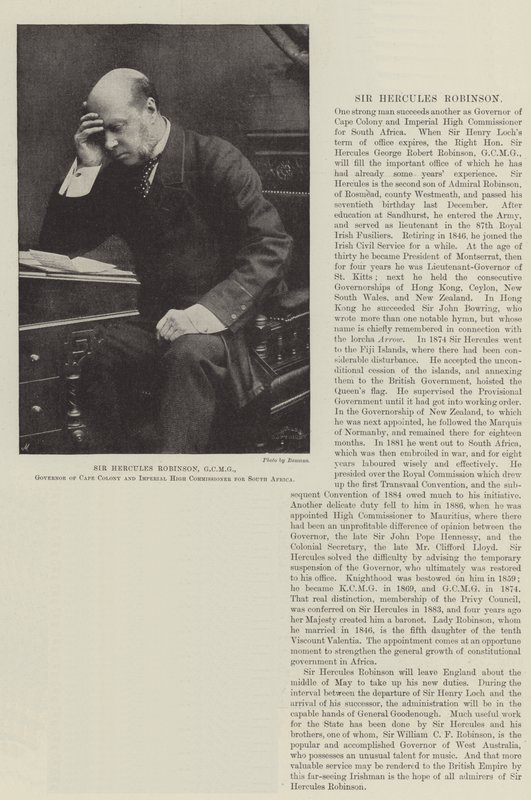 Sir Hercules Robinson, GCMG, Gouverneur van Kaapkolonie en Imperiaal Hoge Commissaris voor Zuid-Afrika door English Photographer