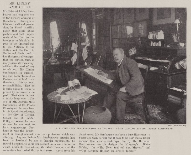 De opvolger van Sir John Tenniel als hoofdcartoonist van Punch, de heer Linley Sambourne door English Photographer