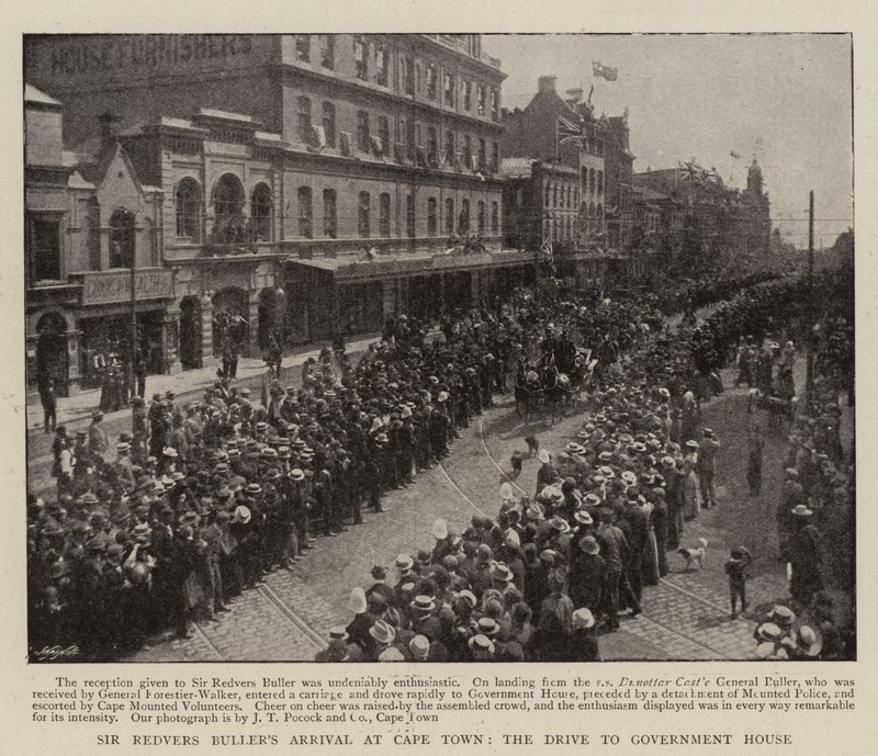 De Aankomst van Sir Redvers Buller in Kaapstad, de Rit naar het Regeringshuis door English Photographer