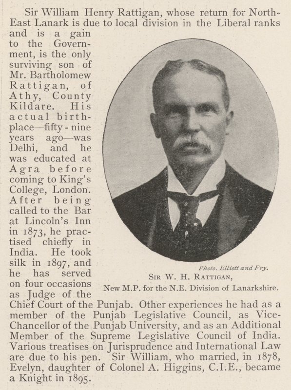 Sir W. H. Rattigan, Nieuwe MP voor de NE Divisie van Lanarkshire door English Photographer