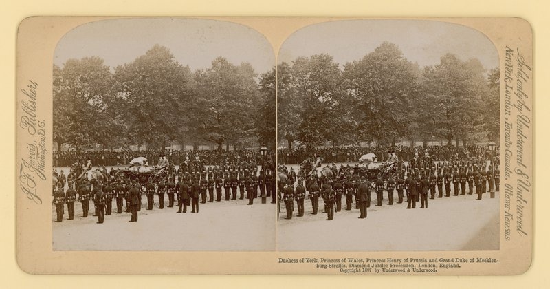 Stereografische afdruk van het diamanten jubileum van koningin Victoria door English Photographer