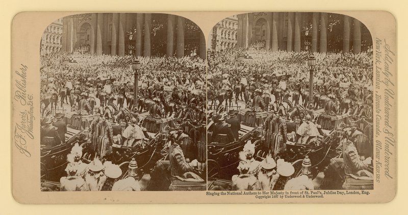 Stereografische afdruk van het diamanten jubileum van koningin Victoria door English Photographer