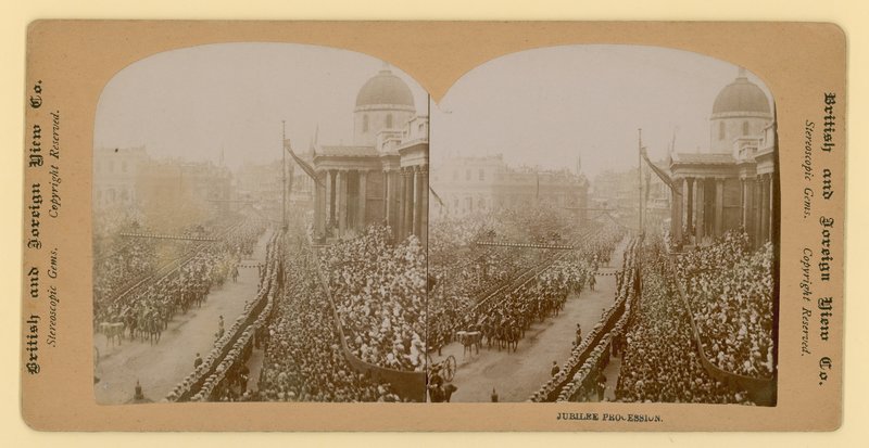 Stereografische afdruk van het diamanten jubileum van koningin Victoria door English Photographer