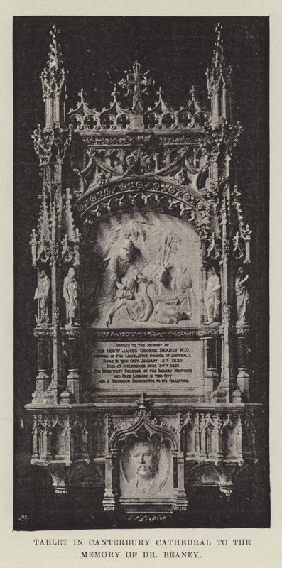Gedenkplaat in de kathedraal van Canterbury ter nagedachtenis aan Dr. Beaney door English Photographer
