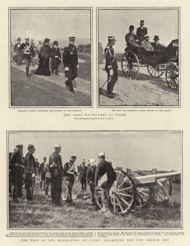 De Legermanoeuvres bij Vitry, de Tsaar bij de Manoeuvres, Onderzoek van het Nieuwe Franse Kanon door English Photographer