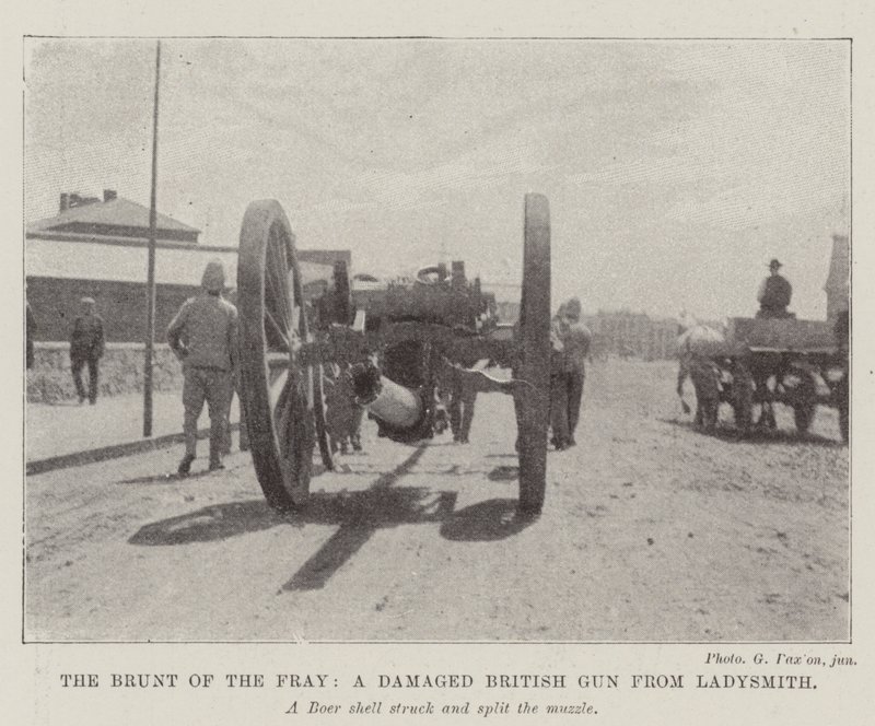 De last van de strijd, een beschadigd Brits kanon uit Ladysmith door English Photographer