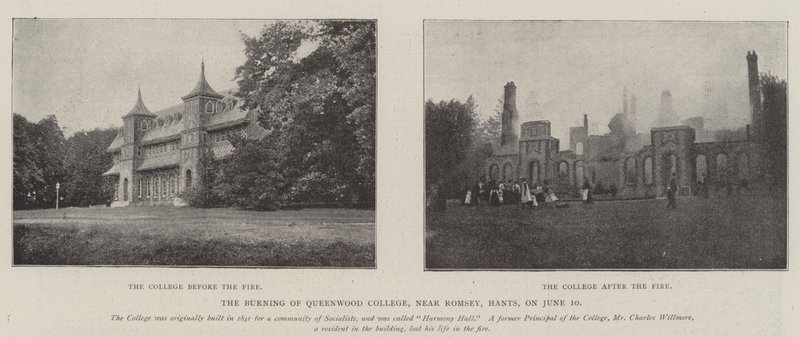 De brand van Queenwood College, nabij Romsey, Hants, op 10 juni door English Photographer