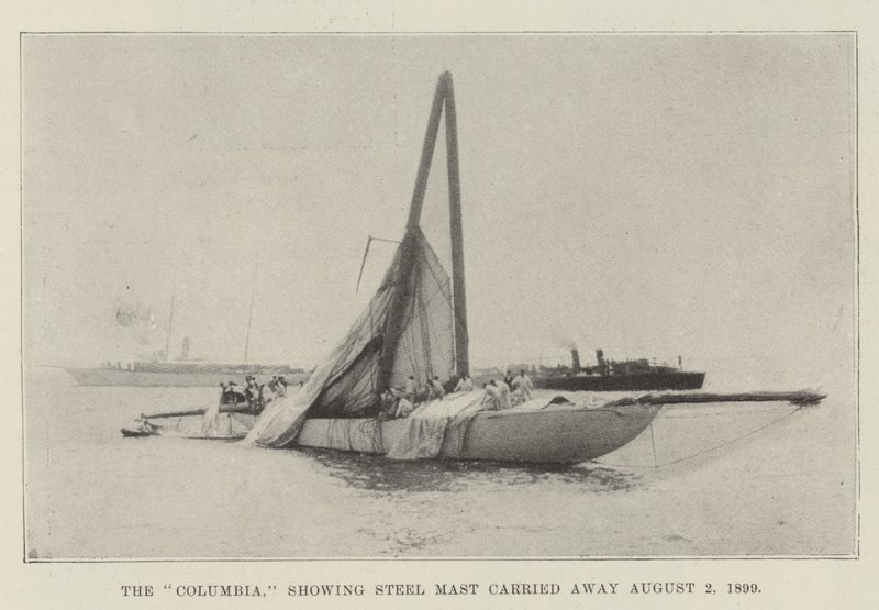De Columbia, toont stalen mast die op 2 augustus 1899 is afgebroken door English Photographer