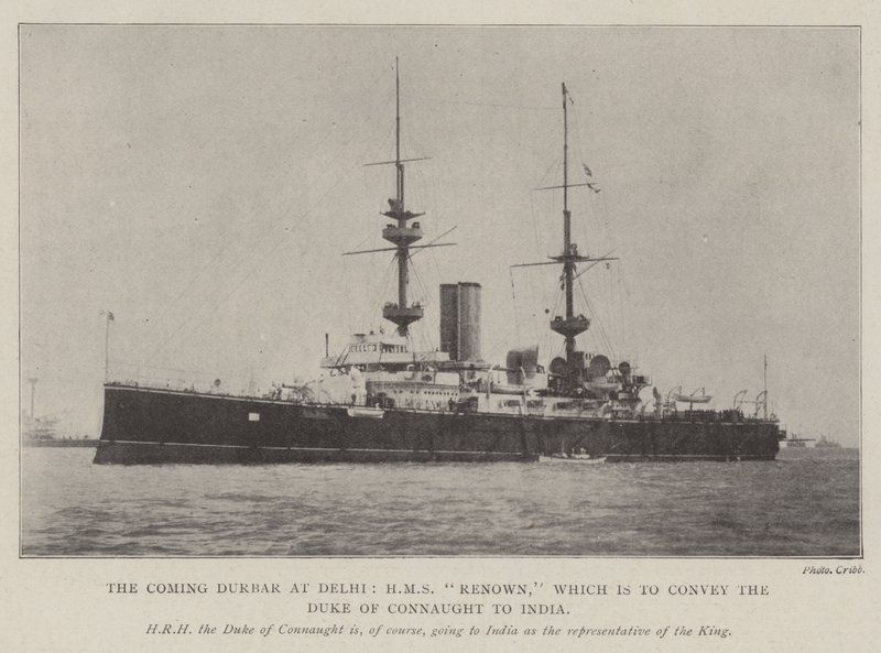 Het komende Durbar in Delhi, HMS Renown, die de hertog van Connaught naar India zal brengen door English Photographer