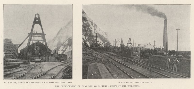 De ontwikkeling van de kolenmijnbouw in Kent, beelden van de werkzaamheden door English Photographer