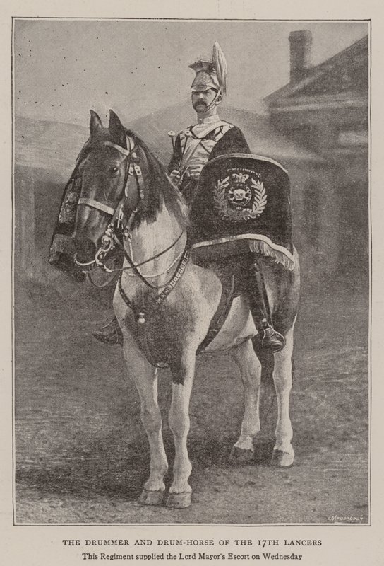 De trommelaar en trommelpaard van de 17e Lancers door English Photographer