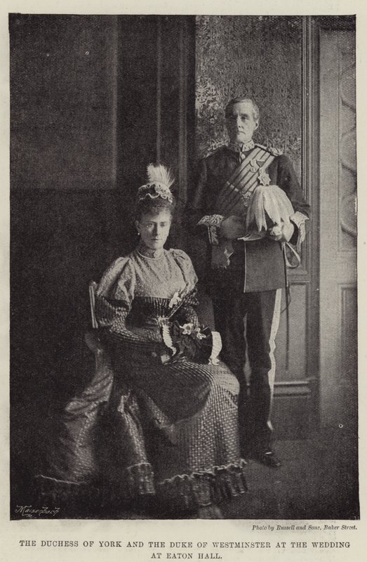 De hertogin van York en de hertog van Westminster bij de bruiloft in Eaton Hall door English Photographer