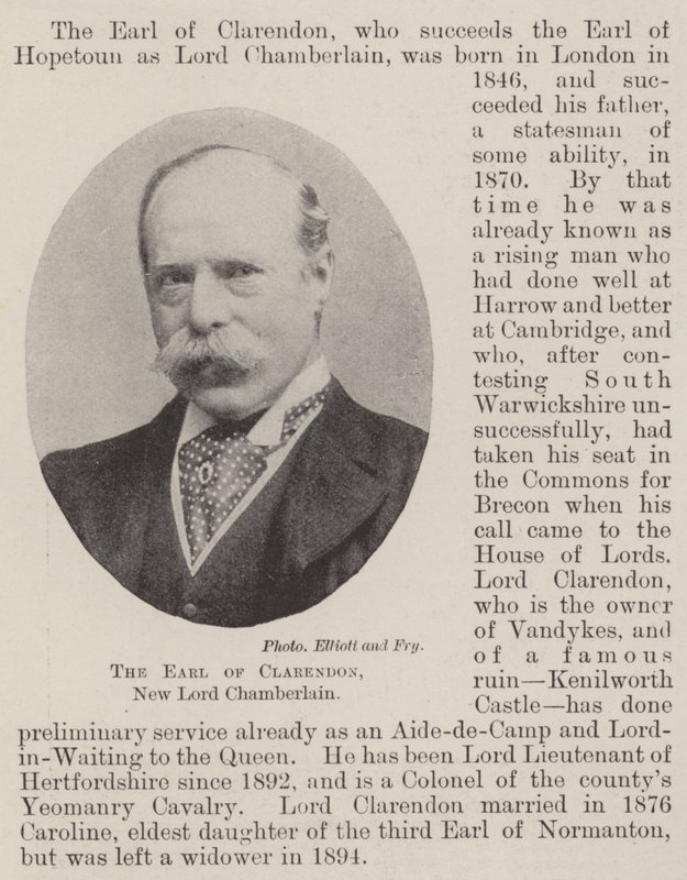 De graaf van Clarendon, nieuwe Lord Chamberlain door English Photographer