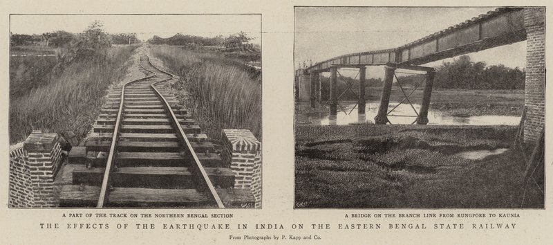 De gevolgen van de aardbeving in India op de Eastern Bengal State Railway door English Photographer