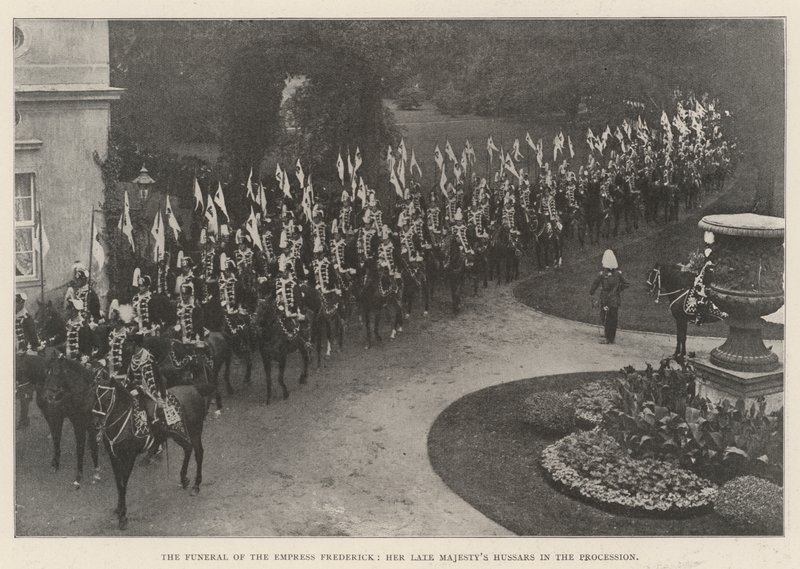 De Begrafenis van Keizerin Frederick, Haar overleden Majesteits Huzaren in de Processie door English Photographer