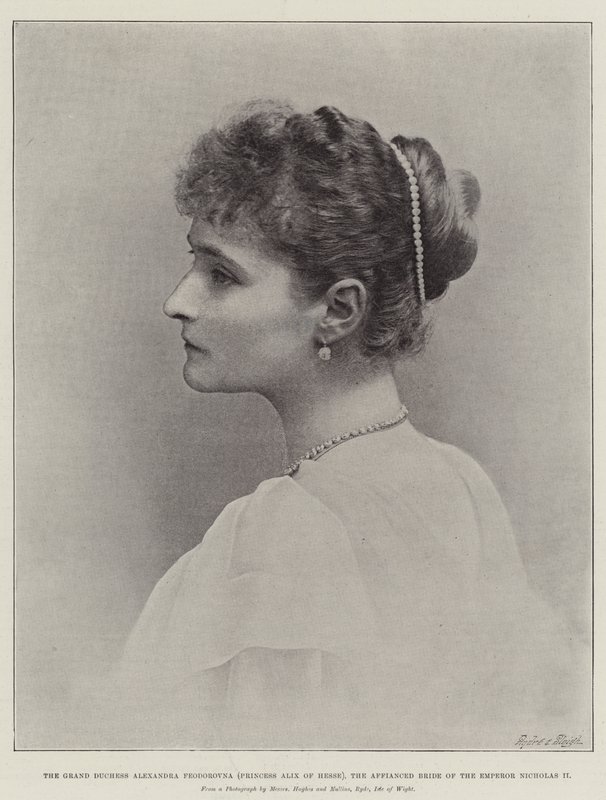 De groothertogin Alexandra Feodorovna (prinses Alix van Hessen), de verloofde bruid van keizer Nicolaas II door English Photographer