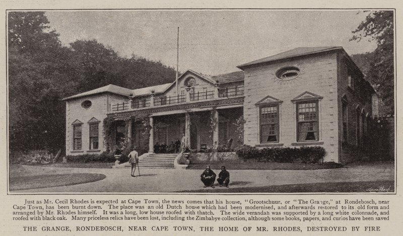 The Grange, Rondebosch, nabij Kaapstad, het huis van Mr Rhodes, verwoest door brand door English Photographer