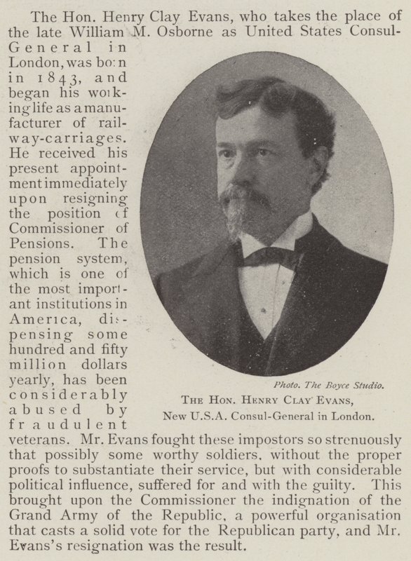 De Eerwaarde Henry Clay Evans, Nieuwe Amerikaanse Consul-Generaal in Londen door English Photographer