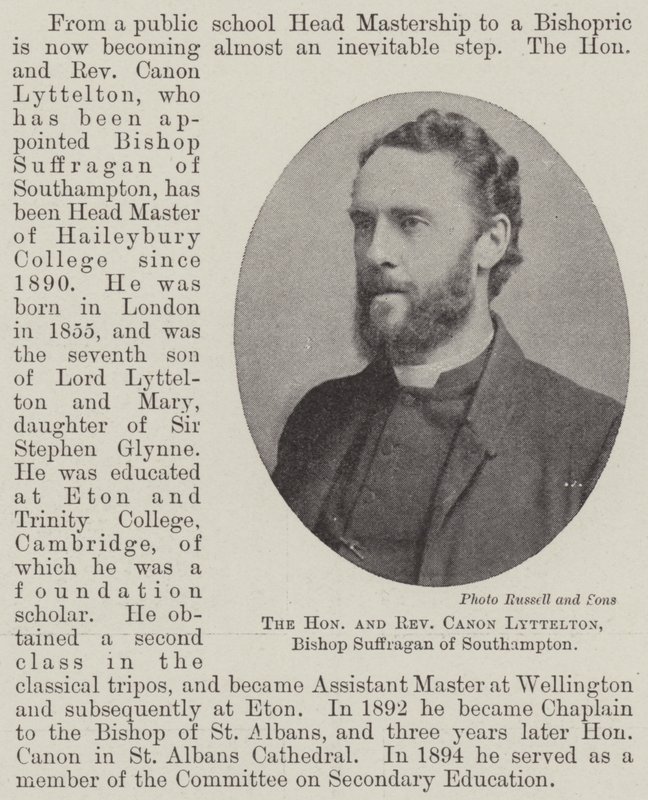 De eerwaarde en kanunnik Lyttelton, bisschop-suffragaan van Southampton door English Photographer