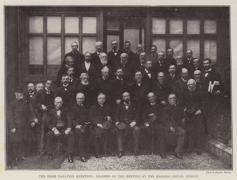 De Ierse belastingkwestie, leiders van de bijeenkomst in het Mansion House, Dublin door English Photographer